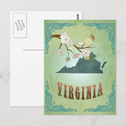 Kaart van de staat Virginia - Groen (Voorkant / Achterkant)