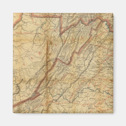 Kaart van de staat Virginia Magneet (Voorkant)