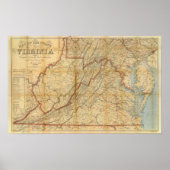 Kaart van de staat Virginia Poster (Voorkant)