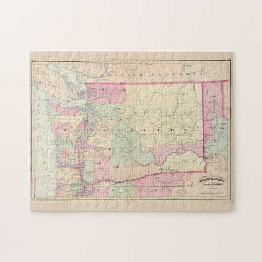 kaart van de staat Washington (1874) Legpuzzel (Horizontaal)