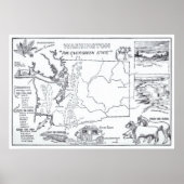 kaart van de staat Washington (1912) Poster (Voorkant)
