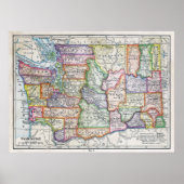 kaart van de staat Washington Poster (Voorkant)