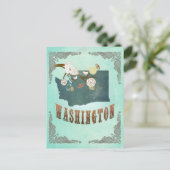  kaart van de staat Washington - Turquoise Blue (Staand voorkant)