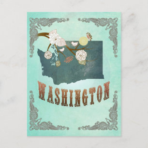  kaart van de staat Washington - Turquoise Blue