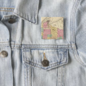 Kaart van de staat Wisconsin Vierkante Button 5,1 Cm (In situ)