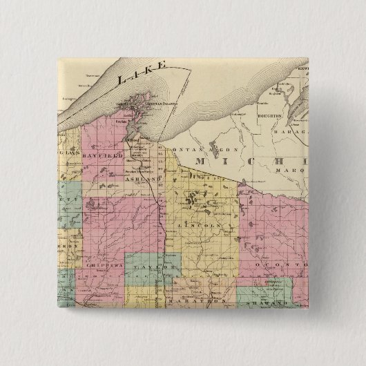 Kaart van de staat Wisconsin Vierkante Button 5,1 Cm (Voorkant)