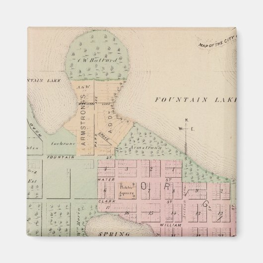 Kaart van de stad Albert Lea, Minnesota Magneet (Voorkant)