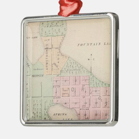 Kaart van de stad Albert Lea, Minnesota Metalen Ornament (Links)