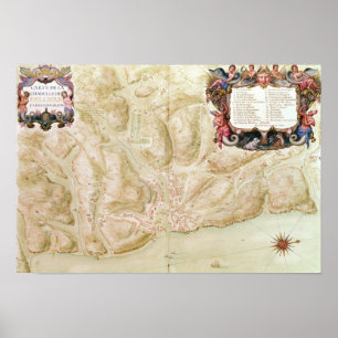 Kaart van de stad Bellisle Poster