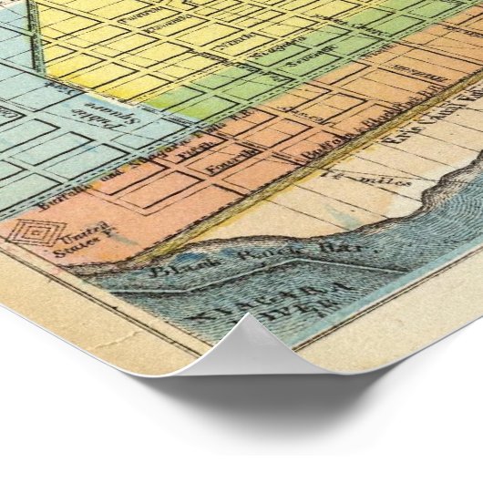 Kaart van de stad Buffalo Poster (Hoek)