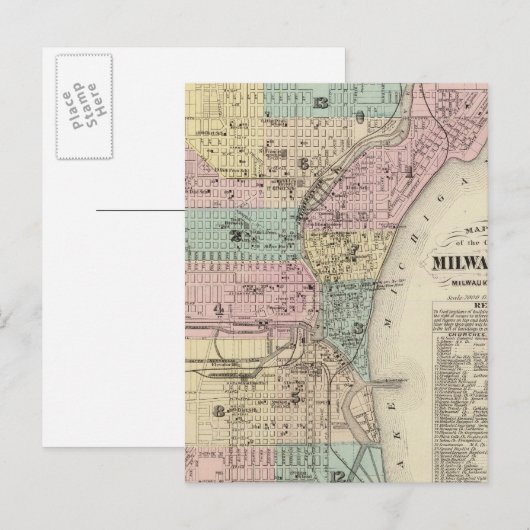 Kaart van de Stad Co van van Millwaukee, (Voorkant / Achterkant)