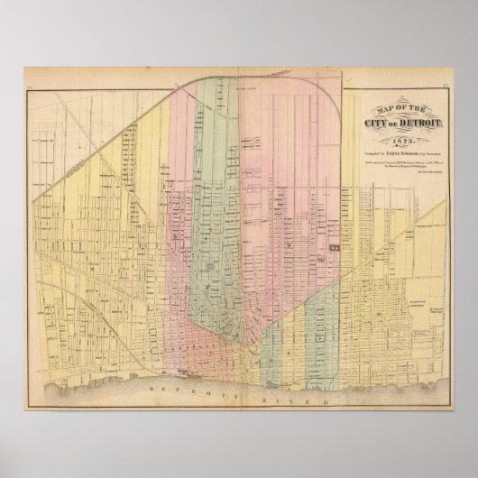 Kaart van de stad Detroit Poster (Voorkant)