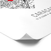 Kaart van de stad Heart Caracas (Venezuela) Poster (Hoek)