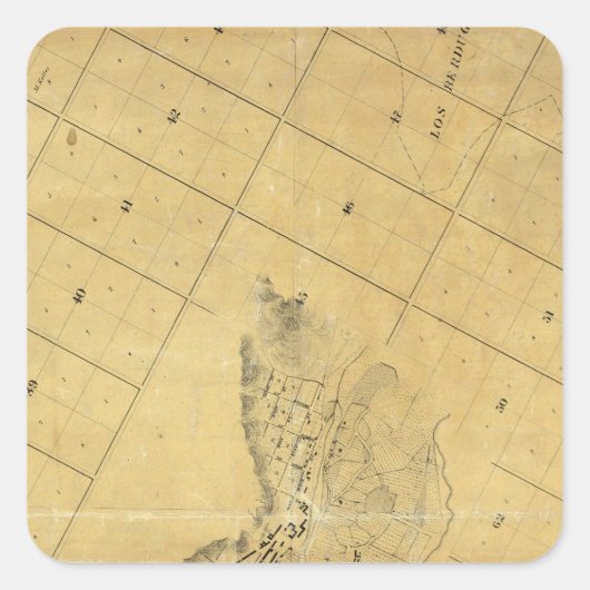 Kaart van de stad Los Angeles Vierkante Sticker (Voorkant)