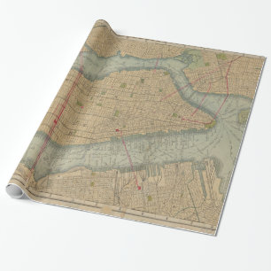  kaart van de stad Manhattan New York Cadeaupapier
