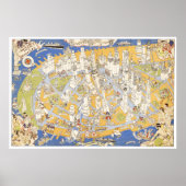 Kaart van de stad Manhattan van 1789 tot 1939 Poster (Voorkant)