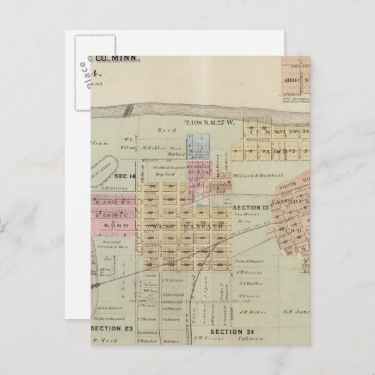 Kaart van de stad Mankato, Minnesota (Voorkant / Achterkant)