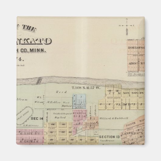 Kaart van de stad Mankato, Minnesota Magneet (Voorkant)