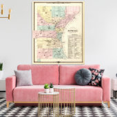 Kaart van de stad Milwaukee, Milwaukee Co. Canvas Afdruk (Insitu (Woonkamer))