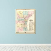 Kaart van de stad Milwaukee, Milwaukee Co. Canvas Afdruk (Insitu (Houten vloer))