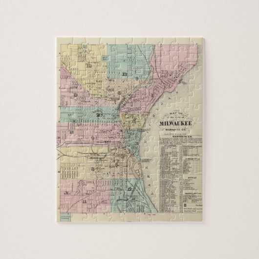 Kaart van de stad Milwaukee, Milwaukee Co. Legpuzzel (Verticaal)