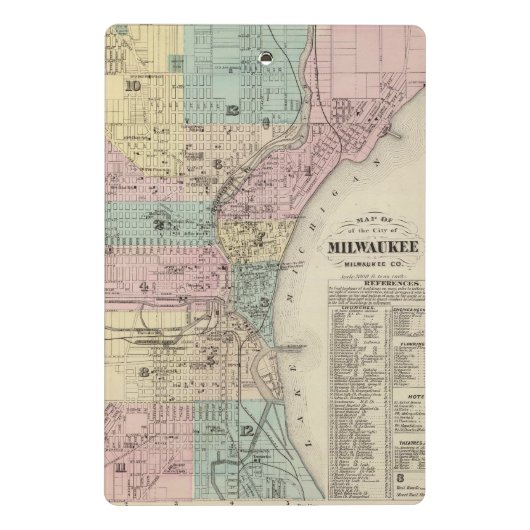 Kaart van de stad Milwaukee, Milwaukee Co. Mini Klembord (Achterkant)