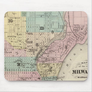 Kaart van de stad Milwaukee, Milwaukee Co. Muismat