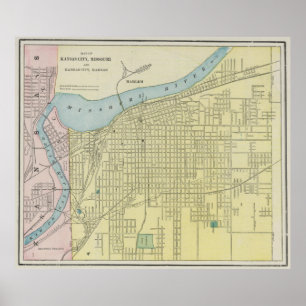 kaart van de stad Missouri (1901) Poster