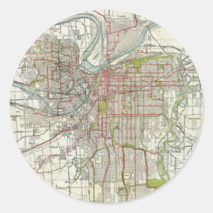  kaart van de stad Missouri (1920) Ronde Sticker