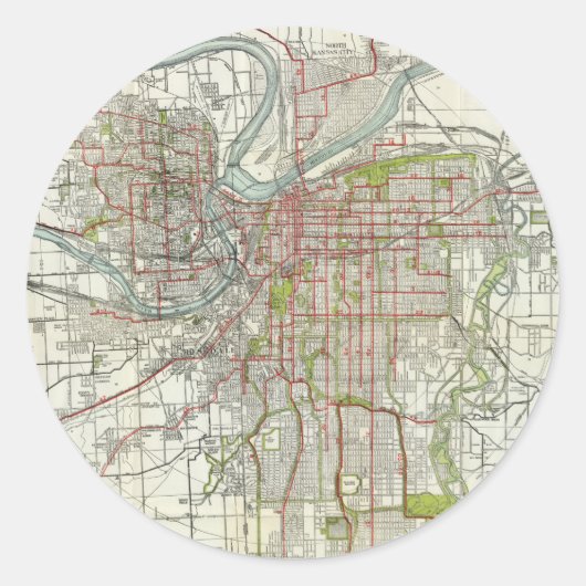 kaart van de stad Missouri (1920) Ronde Sticker (Voorkant)