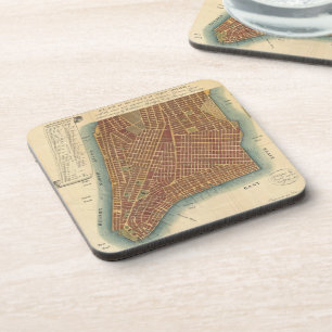  kaart van de stad New York (1807) Drankjes Onderzetter