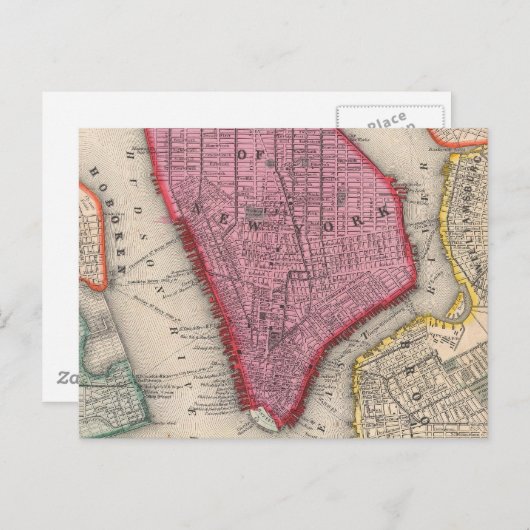  kaart van de stad New York (1860) (Voorkant / Achterkant)