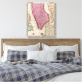 kaart van de stad New York (1860) Canvas Afdruk (Insitu (Slaapkamer))