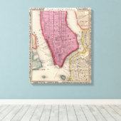 kaart van de stad New York (1860) Canvas Afdruk (Insitu (Houten vloer))