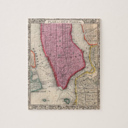 kaart van de stad New York (1860) Legpuzzel (Verticaal)