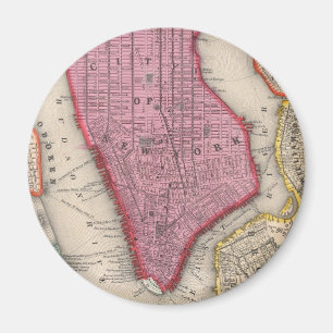  kaart van de stad New York (1860) Magneet