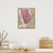 kaart van de stad New York (1860) Poster (Keuken)