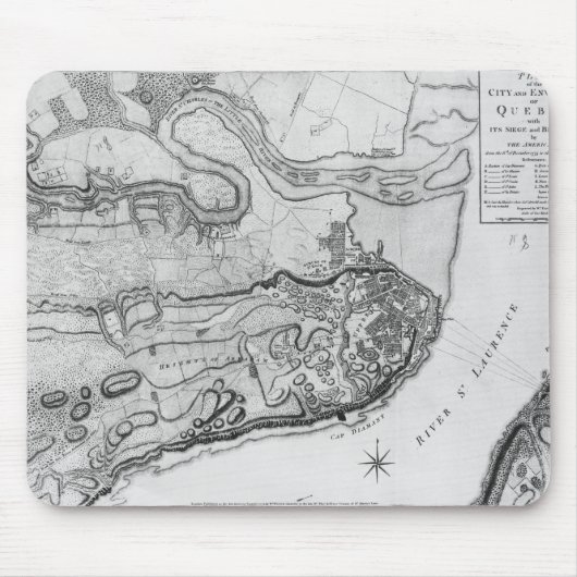 Kaart van de stad Quebec en omgeving Muismat (Voorkant)