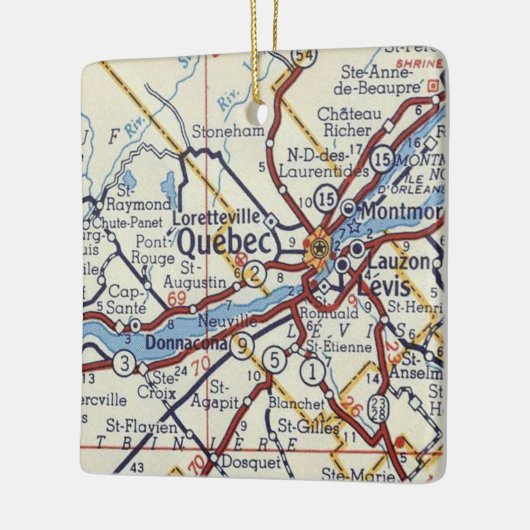  kaart van de stad Quebec Keramisch Ornament (Links)