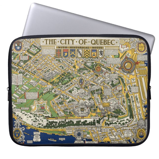 Kaart van de stad Quebec Laptop Sleeve (Voorkant)