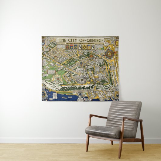Kaart van de stad Quebec Wandkleed (In Situ (horizontaal))