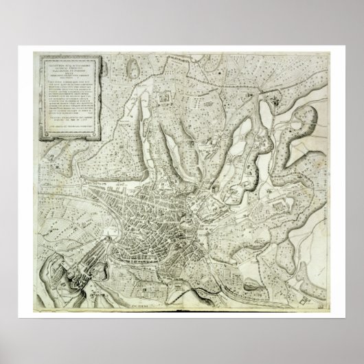 Kaart van de stad Rome, gegraveerd door de kunsten Poster (Voorkant)
