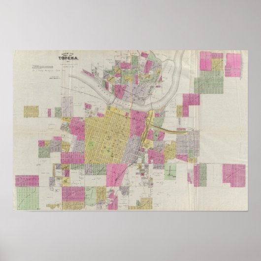 Kaart van de stad Topeka Poster (Voorkant)