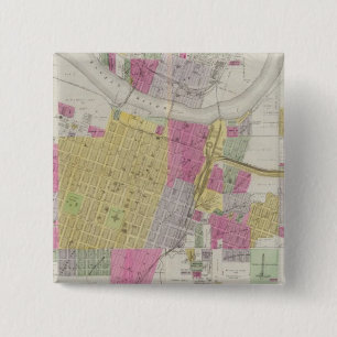 Kaart van de stad Topeka Vierkante Button 5,1 Cm