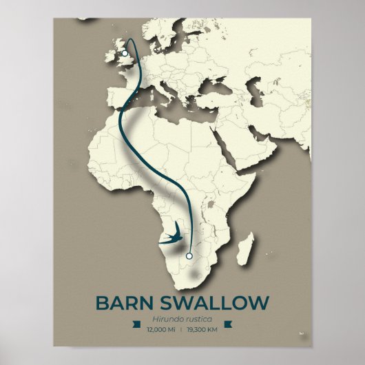 Kaart van de stalslikmigratie - Minimalistische Vi Poster (Voorkant)