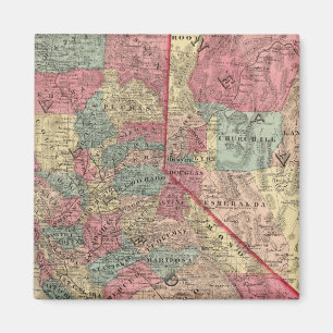 Kaart van de staten Californië en Nevada Magneet