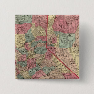 Kaart van de staten Californië en Nevada Vierkante Button 5,1 Cm