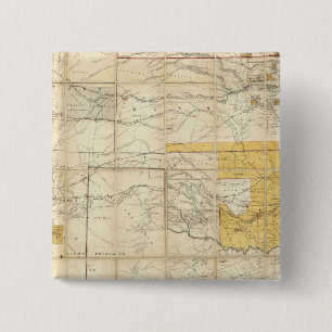 Kaart van de staten Kansas en Texas Vierkante Button 5,1 Cm