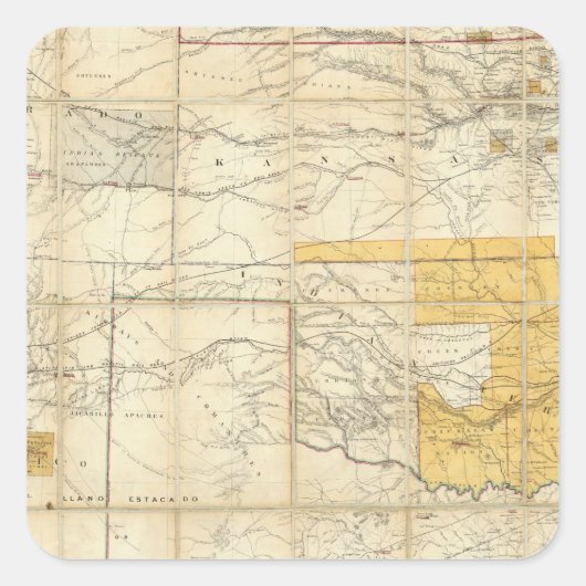 Kaart van de staten Kansas en Texas Vierkante Sticker (Voorkant)