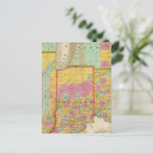 Kaart van de staten Ohio Indiana en Illinois (Staand voorkant)